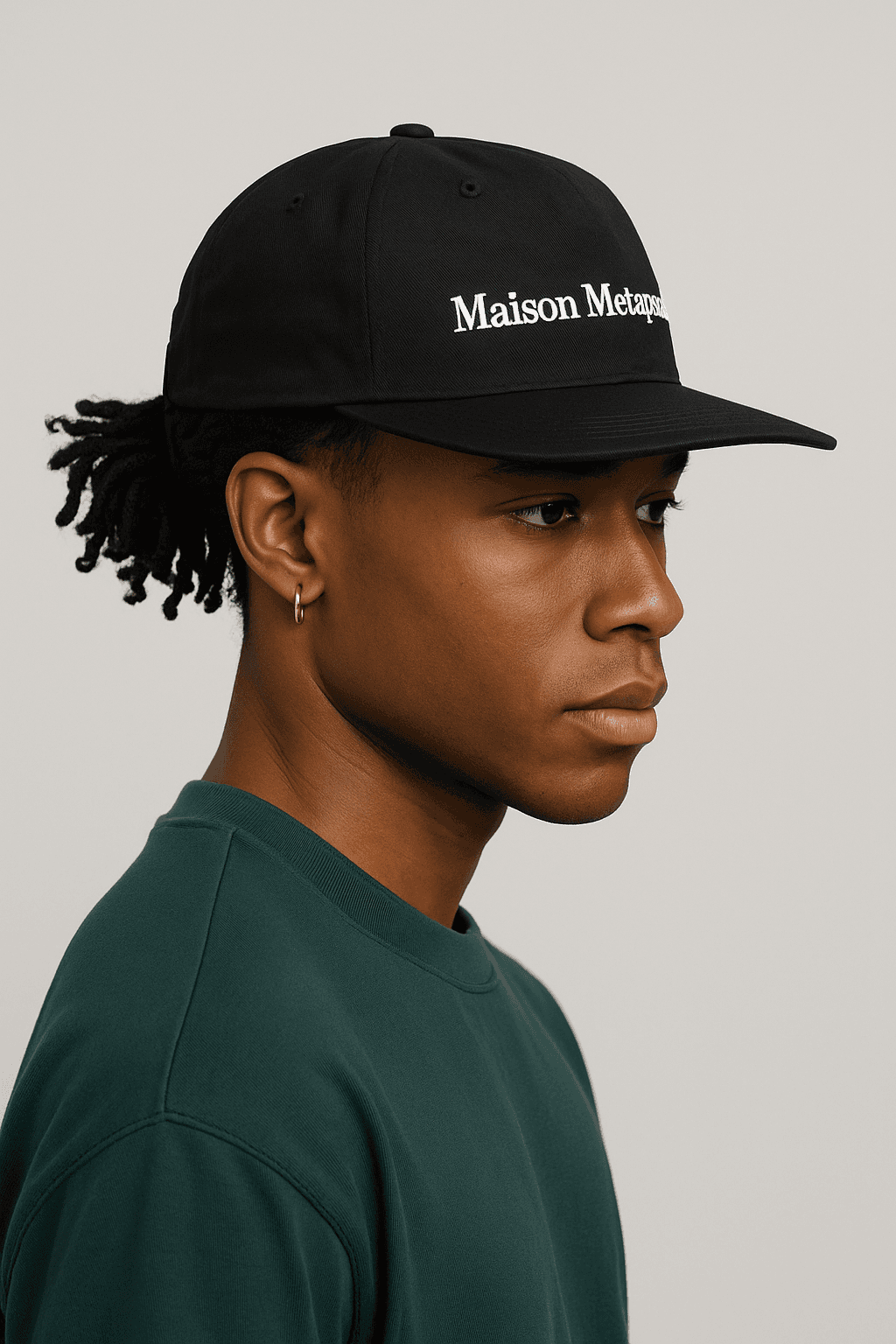 model wearting the black cap